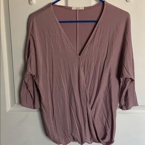 Casual flattering flowing mauve top sz M Les Liz